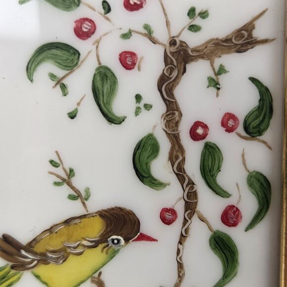 Vintage Verilyn Gallery Hand Painted Spain Spanish Painting Birds Cherry Tree - Picture 5 of 9